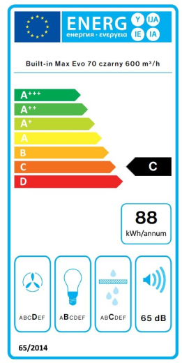 Вытяжка встраиваемая Falmec BUILT IN MAX EVO 70 BLACK (CBIN70.E10#ZZZN460F) - 3