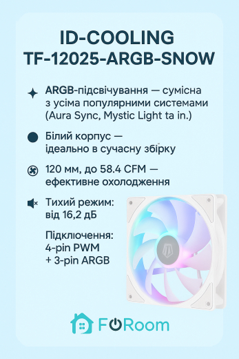 Вентилятор ID-COOLING TF-12025-ARGB-SNOW - 5