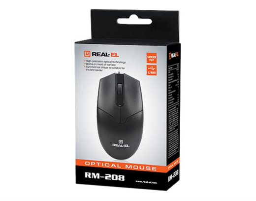 Мышь REAL-EL RM-208 Black USB UAH - 2