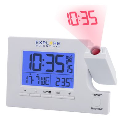 Часы проекционные Explore Scientific Slim Projection RC Dual Alarm White (RDP1003GYELC2) - 1