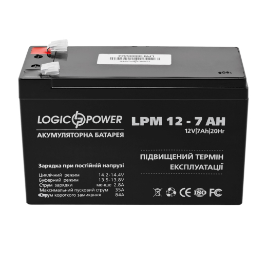 Аккумуляторная батарея LogicPower LPM 12V 7.0AH (LPM 12 - 7.0 AH) AGM - 1