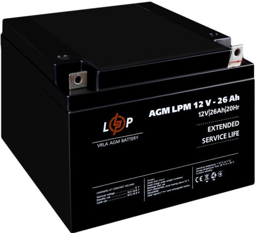 Акумуляторна батарея LogicPower AGM LPM 12V-26Ah (4134) - 3