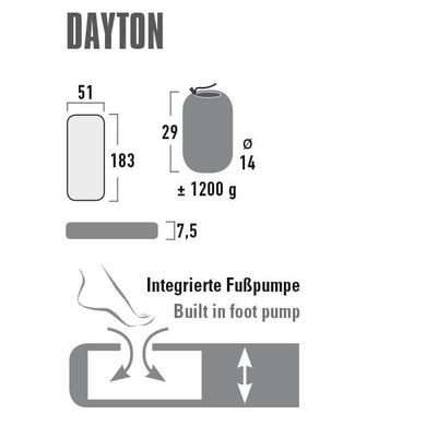 Коврик надувной High Peak Dayton 7.5 cm Dark Grey (41006) - 2