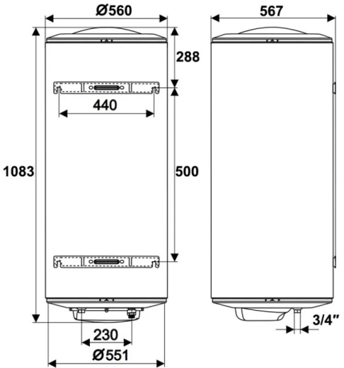 Водонагрівач Tesy MaxEau 150 л, сухий ТЕН 2х1,2 кВт (GCV1505624CD06S2RC) 304064 - 3