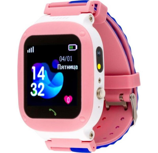Детские умные часы AmiGo GO004 Splashproof Camera+LED Pink - 1