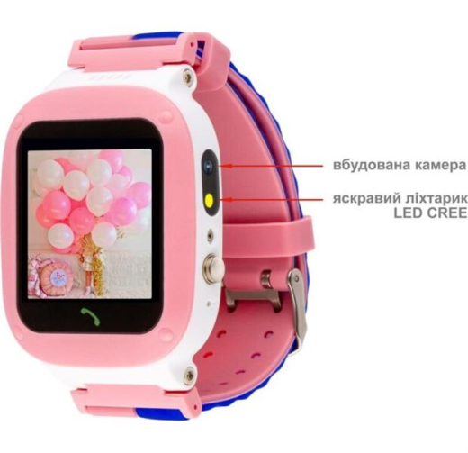 Детские умные часы AmiGo GO004 Splashproof Camera+LED Pink - 2
