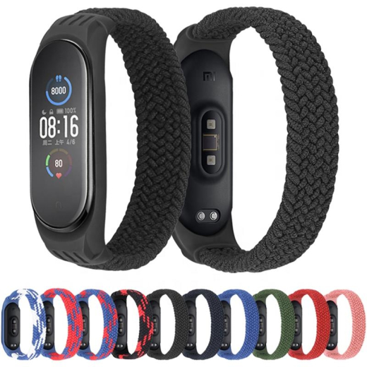 Ремешок BeCover Elastic Nylon Style для Xiaomi Mi Smart Band 5/Mi Smart Band 6 (Size S) Black-Red (706135) - 2