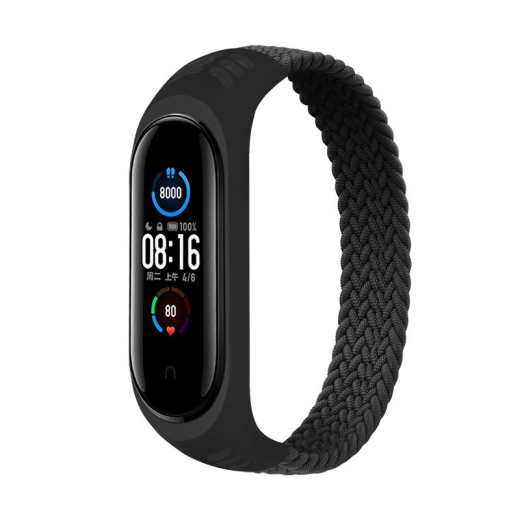 Ремешок BeCover Elastic Nylon Style для Xiaomi Mi Smart Band 5/Mi Smart Band 6 (Size S) Black (706145) - 1