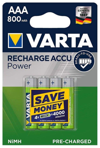 Акумуляторна батарея Varta Recharge Accu AAA/HR03 Ni-MH 800 mAh BL 4шт. - 1