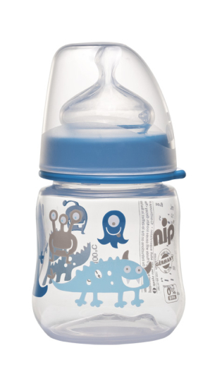 Пляшечка Nip 150 мл. з широкою горловиною + соска з широкою шийкою (Система "Actiflex") (хлопчик) M - 1