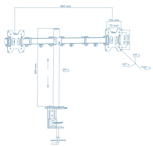 Кронштейн Walfix DM-400B (для 2-х мониторов) - 1