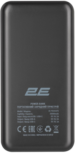Повербанк 2Е 20000mAh 18W PD QC 3.0 Black (2E-PB2004PD-Black) - 3