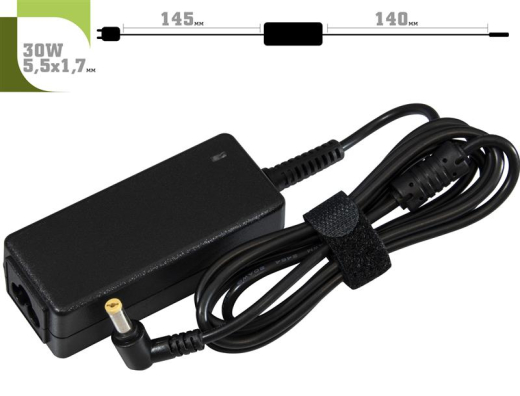 Блок живлення 1StCharger для ноутбука Dell 19V 30W 1.58A 5.5х1.7мм + каб.пит. (AC1STDE30WC) - 1