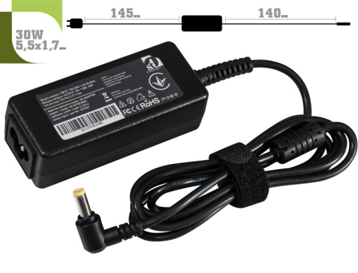Блок живлення 1StCharger для ноутбука Dell 19V 30W 1.58A 5.5х1.7мм + каб.пит. (AC1STDE30WC) - 2