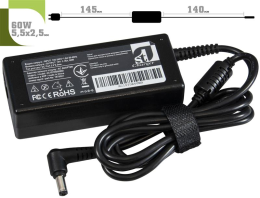 Блок питания 1StCharger для ноутбука Dell 19V 60W 3.16A 5.5х2.5мм + каб.пит. (AC1STDE60WD) - 2