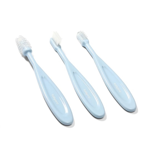 Зубні щіточки набором BabyOno (Блакитний) 3 шт. - 1