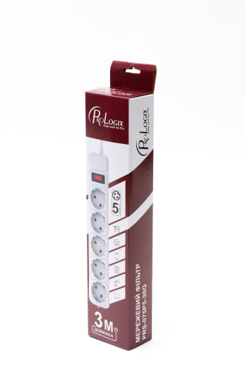 Фильтр питания ProLogix (PRS-075P5-30G) 0.75 мм, 5 розеток, 3 м, серый - 3