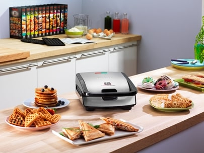Мультимейкер (бутербродница-вафельница-гриль-кексница) Tefal SW854D - 6