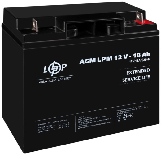 Акумуляторна батарея LogicPower LPM 12V-18AH AGM (4133) - 4