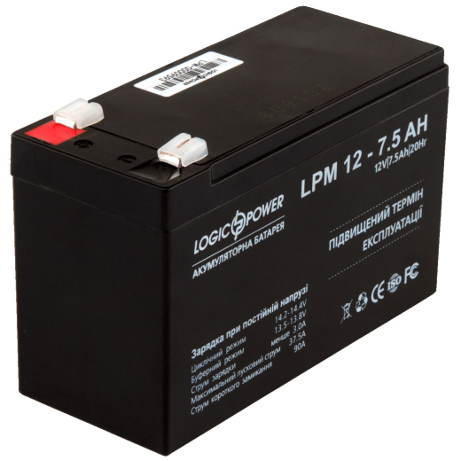 Акумуляторна батарея LogicPower 12V 7.5AH (LPM 12 – 7,5 AH) AGM (3864) - 1
