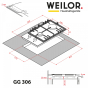 Поверхня газова на склі WEILOR GG 306 WH - 11