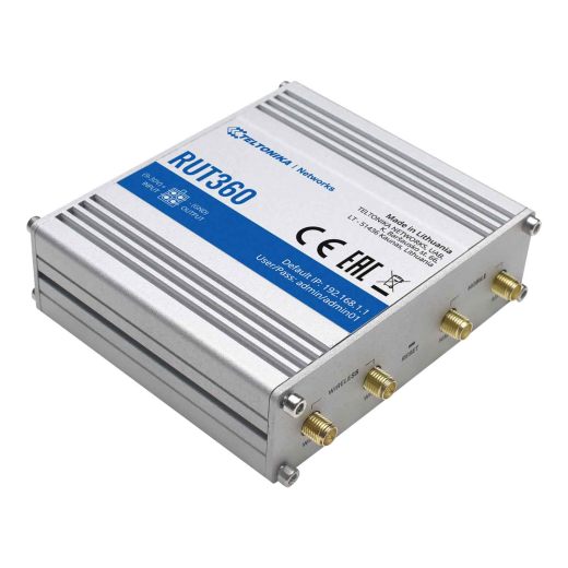 Беспроводной маршрутизатор Teltonika RUT360 (RUT360000000) (industrial, N300, 1xFE WAN, 1xFE LAN, 1xSIM, 4G/LTE.Cat6, MODBUS, 4 pin DC, IP30, ALU Case, RMS, CLI, IoT, монтаж DIN rail, 2xSMA для LTE, 2xRP-SMA для WiFi) - 2