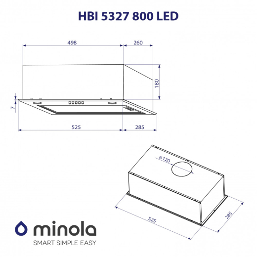 Витяжка повновбудована Minola HBI 5327 IV 800 LED - 9