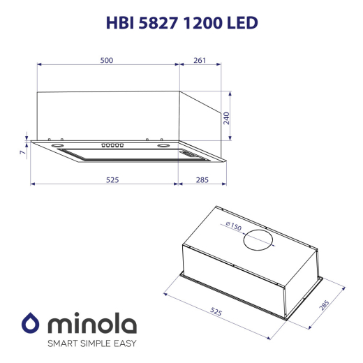 Витяжка повновбудована Minola HBI 5827 I 1200 LED - 9