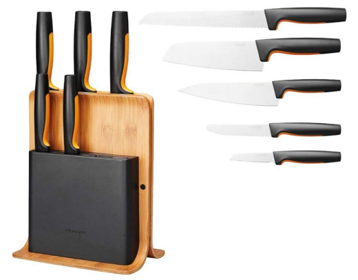 Набор ножей с бамбуковой подставкой Fiskars FF, 5 шт (1057552) - 2
