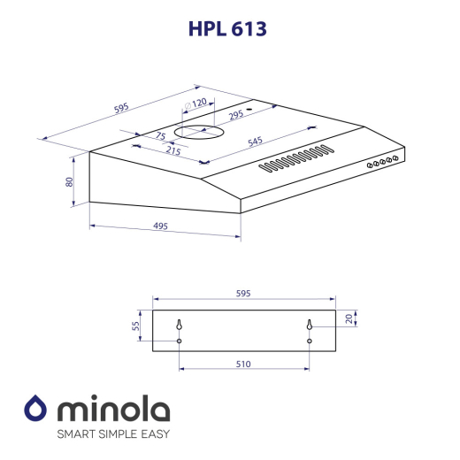 Витяжка плоска Minola HPL 613 WH - 10