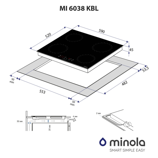 Варильна поверхня Minola MI 6038 KBL - 8
