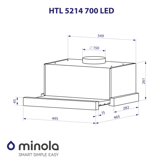 Телескопічна витяжка Minola HTL 5214 BL 700 LED - 10