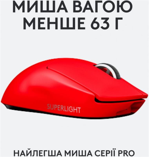 Бездротова ігрова миша Logitech Pro X Superlight Wireless Red (910-006784) - 2