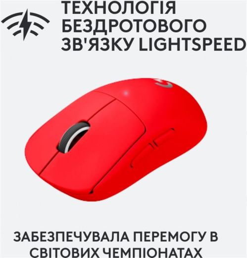 Бездротова ігрова миша Logitech Pro X Superlight Wireless Red (910-006784) - 3