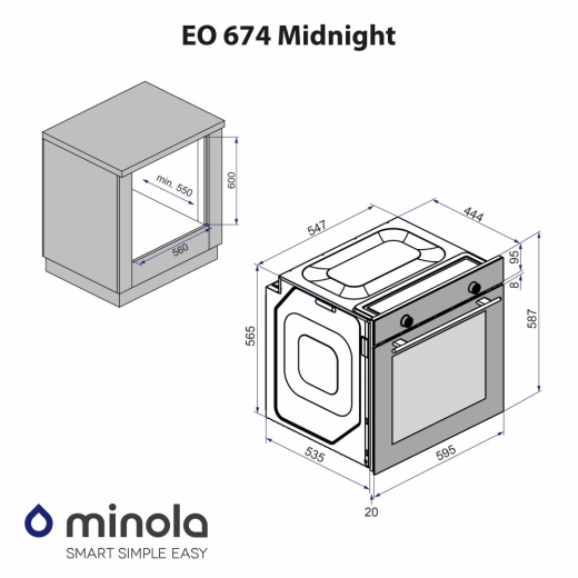 Духова шафа електрична Minola EO 674 Midnight - 14