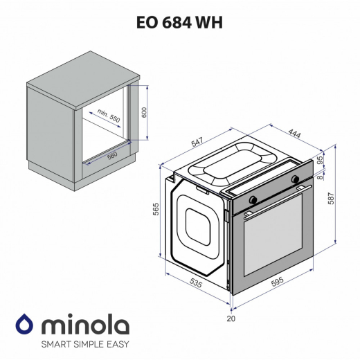 Духова шафа електрична Minola EO 684 WH - 14