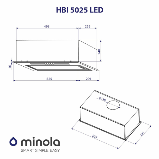 Витяжка повновбудована Minola HBI 5025 WH LED - 10