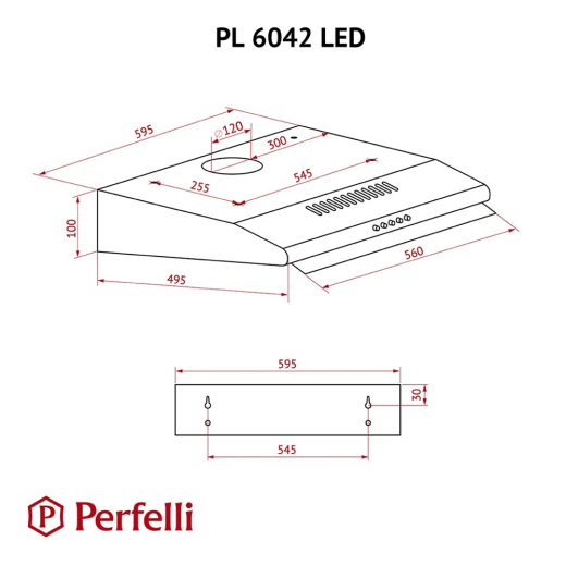 Витяжка плоска Perfelli PL 6042 BL LED - 11