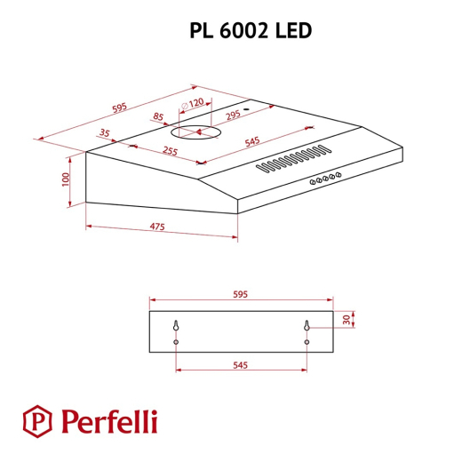 Витяжка плоска Perfelli PL 6002 W LED - 10