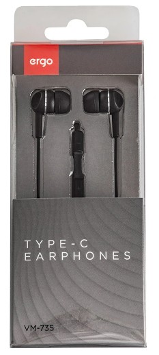 Навушники ERGO VM-735 Type-C Earphones Чорний - 2