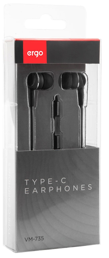 Навушники ERGO VM-735 Type-C Earphones Чорний - 3