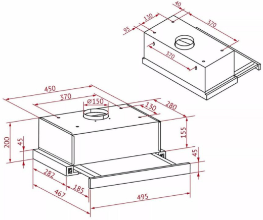 Витяжка телескопічна Perfelli TL 5212 WH 700 LED - 6