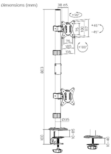 Настольная стойка Brateck LDT66-C02V Black - 4