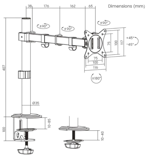 Настольная стойка Brateck LDT66-C012 Black - 6