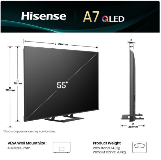 Телевізор Hisense 55A7Q - 3