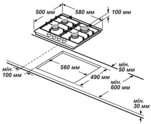 Варочная поверхность газовая LUXELL M6-LX40EI - 2