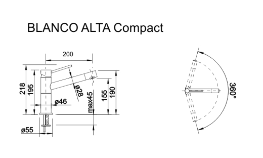 Змішувач BLANCO Alta Compact 518810 - 6