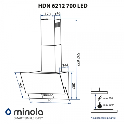 Витяжка Minola HDN 6212 WH/I 700 LED - 6