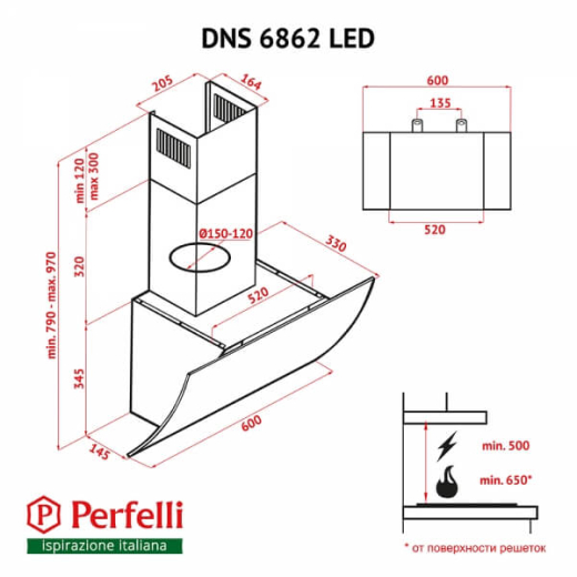 Витяжка Perfelli DNS 6862 W LED - 7