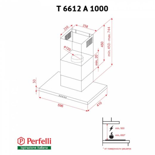 Витяжка Perfelli T 6612 A 1000 BL LED - 6